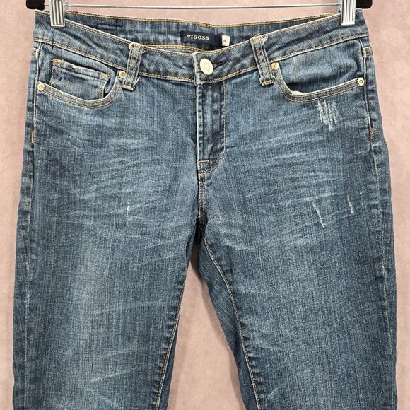 Vigoss Blue Skinny Distress Tapered Cotton Denim Jeans 9 - Picture 3 of 8